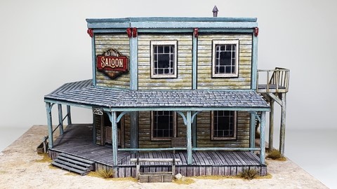 maquette en papier de maison western HO Old Town Saloon